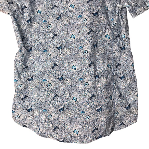 A Fish Named Fred Shirt Short Sleeve Button Up Butterfly Floral Cotton Men's XXL - Picture 12 of 13